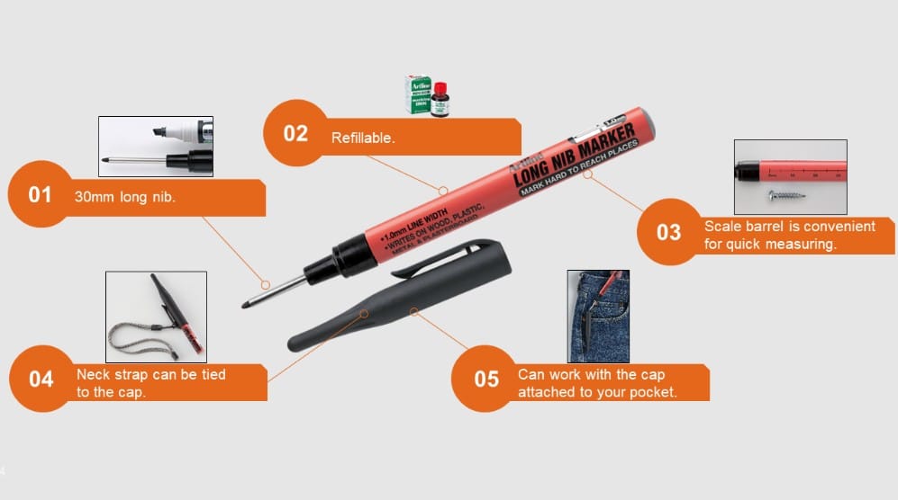ปากกาเคมี ARTLINE EKPR-LNM หัวยาว 1.0 มม. สี แดง_7